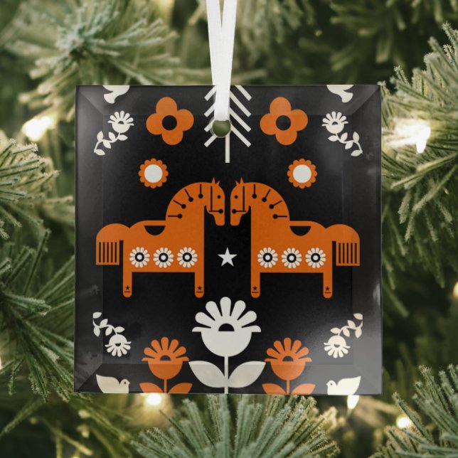 Adorno De Cristal Arte folclórico escandinavo de caballos (in situ)