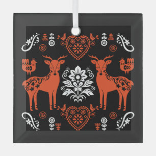 Adorno De Cristal Arte folclórico noruego Rosemaling