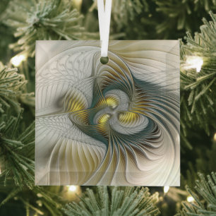 Adorno De Cristal Arte fractal de fantasía Verde azulada de oro nobl
