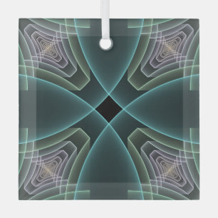 Adorno De Cristal Arte gráfico geométrico fractal teal moderno