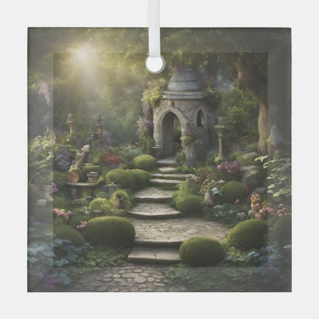 Adorno De Cristal Arte santuario de jardines (Anverso)