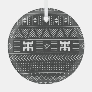 Adorno De Cristal Arte tribal africano: blanco y negro geométrico