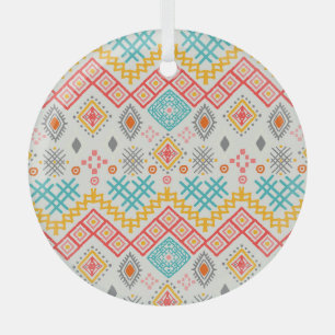 Adorno De Cristal Arte tribal: huella geométrica boho.