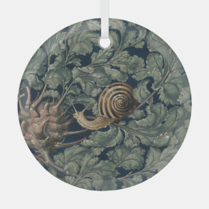 Adorno De Cristal Arte Vintage Botánico Art Nouveau Caracol Antiguo