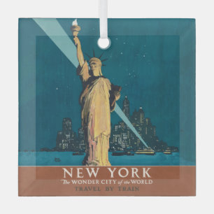 Adorno De Cristal Arte vintage de la Estatua de la Libertad de la ci