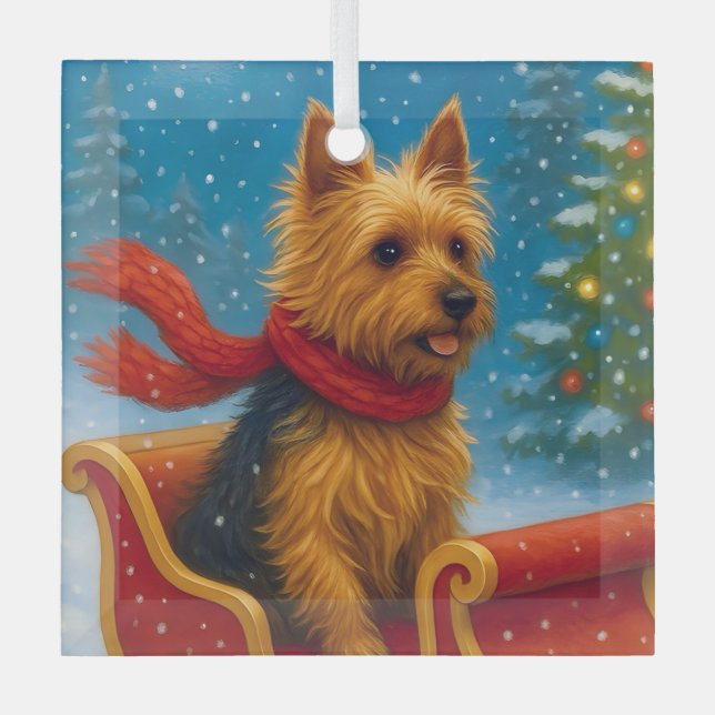 Adorno De Cristal Australian Terrier Holiday  (Anverso)