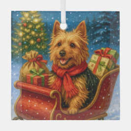 Adorno De Cristal Australian Terrier Holiday  Metal Ornament