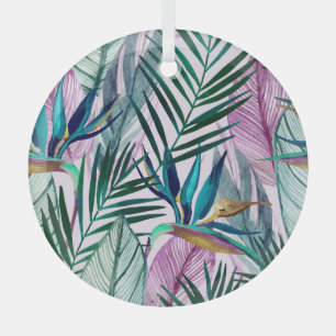 Adorno De Cristal Ave del paraíso tropical, patrón acuático