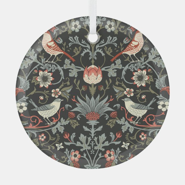 Adorno De Cristal Aves florales negras encantadas (Anverso)