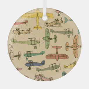 Adorno De Cristal Aviones retro: Patrón de cosecha craqueada.