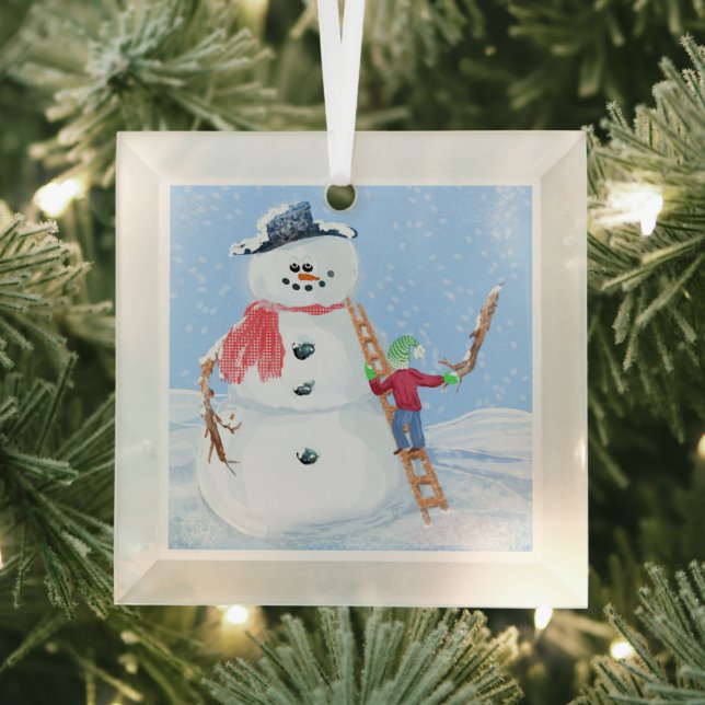 Adorno De Cristal Ayudante de Santa Claus construyendo un tonto muñe (in situ)