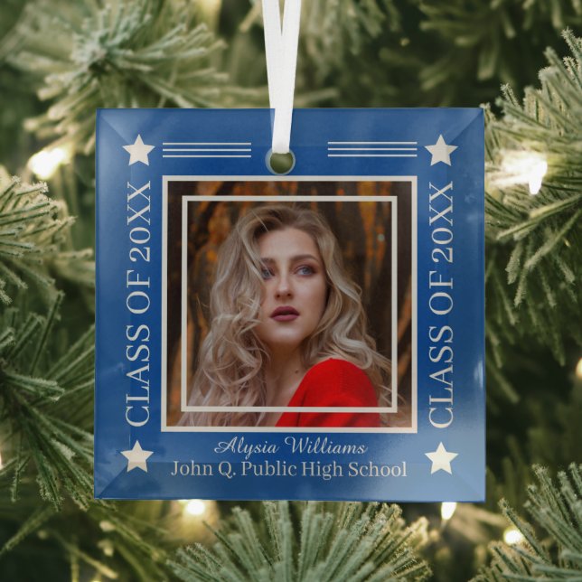 Adorno De Cristal Azul foto | Graduación del año de clase Silver (in situ)