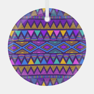 Adorno De Cristal Azul neón: Patrón Navajo tribal