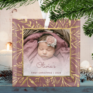 Adorno De Cristal Babys 1Navidades Foto Rosa Dusty Foliage