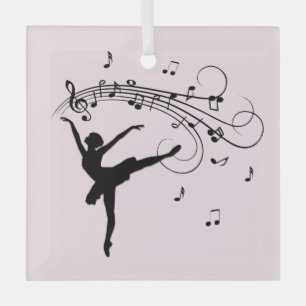 Adorno De Cristal Bailando Ballerina con música rosa