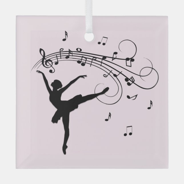 Adorno De Cristal Bailando Ballerina con música rosa (Anverso)