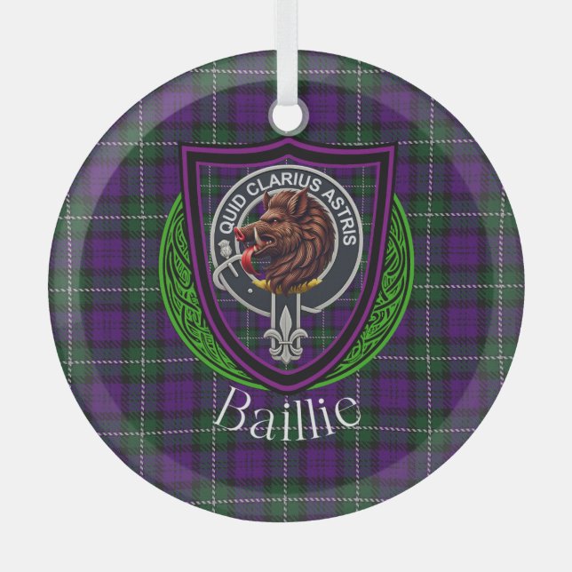 Adorno De Cristal Baillie Scottish Clan Tartan & Crest (Anverso)