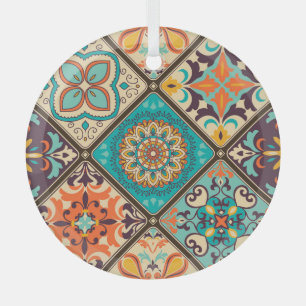 Adorno De Cristal Baldosas de mosaico colorido: motivos islámicos.