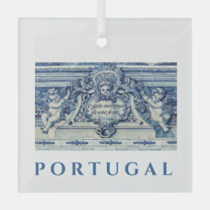 Adorno De Cristal Baldosas de pared azules y blancas de Portugal con