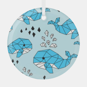Adorno De Cristal Ballena geométrica: patrón sin foco