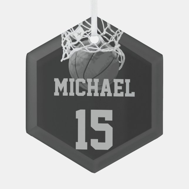 Adorno De Cristal Baloncesto Su Nombre (Anverso)