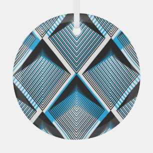 Adorno De Cristal Bandas azules geométricas: superposición de venado