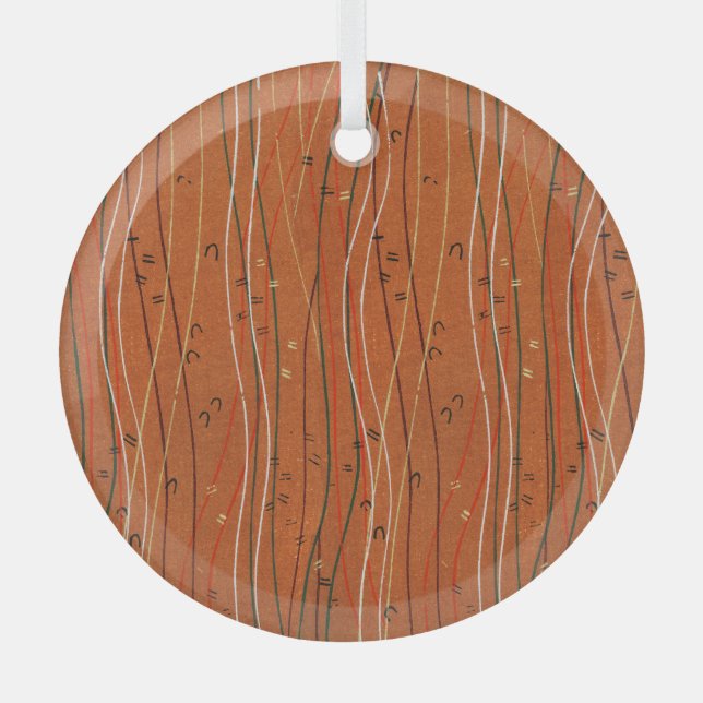 Adorno De Cristal Bandas rojas onduladas: arte abstracto japonés mod (Anverso)