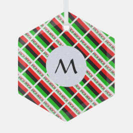 Adorno De Cristal Bandera afroamericana en el hexágono inicial