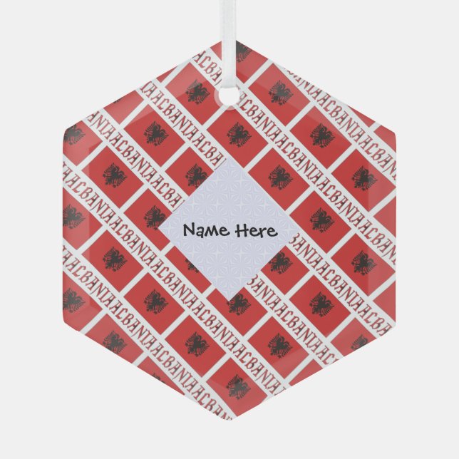 Adorno De Cristal Bandera albanesa con azulejos personalizados (Anverso)