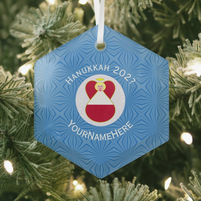 Adorno De Cristal Bandera austríaca Angel Hanukkah personalizada (in situ)