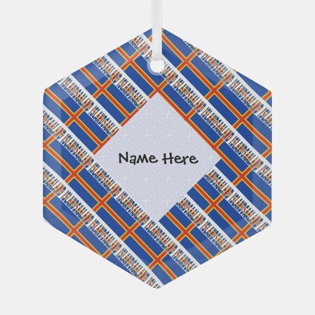 Adorno De Cristal Bandera de Aaland Islands Ålander personalizada (Anverso)