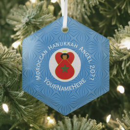 Adorno De Cristal Bandera de Angel Hanukkah marroquí personalizada