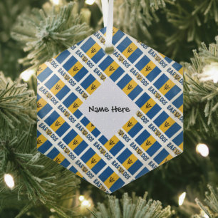 Adorno De Cristal Bandera de Barbados Tiled Negro Personalizado