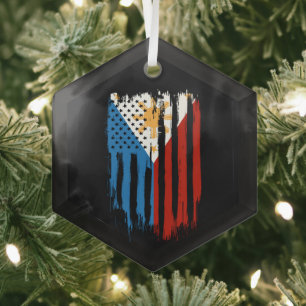 Adorno De Cristal Bandera de Filipinas mitad americana mitad filipin