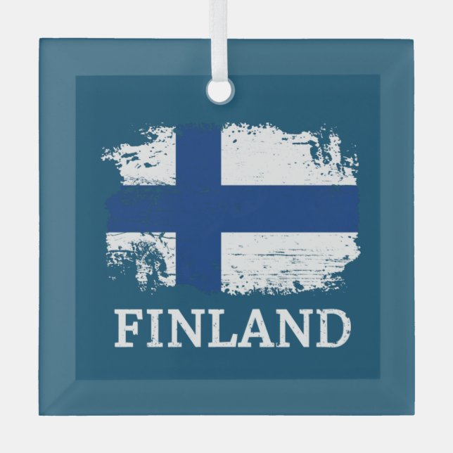 Adorno De Cristal Bandera de Finlandia (Anverso)