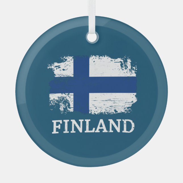 Adorno De Cristal Bandera de Finlandia (Anverso)