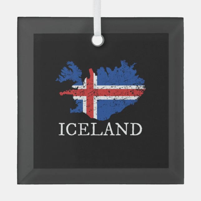 Adorno De Cristal Bandera de Islandia (Anverso)