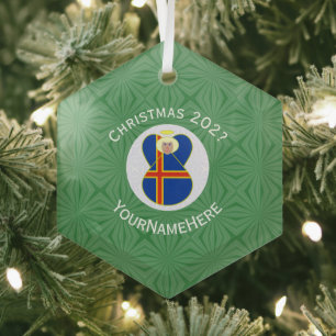 Adorno De Cristal Bandera de Navidad del Ángel Ålander Personalizada