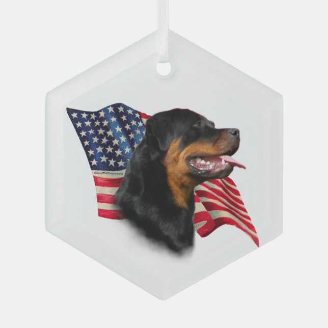 Adorno De Cristal Bandera de Rottweiler (Anverso)