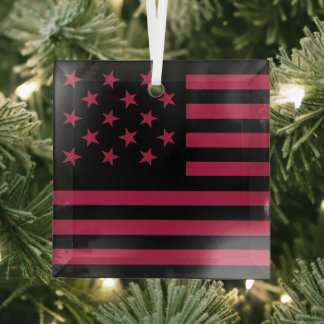 Adorno De Cristal Bandera estadounidense con estrella negra