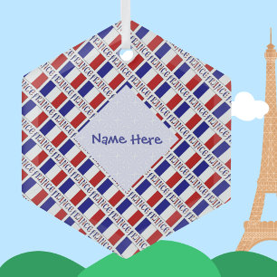 Adorno De Cristal Bandera Francesa Azul Personalizada