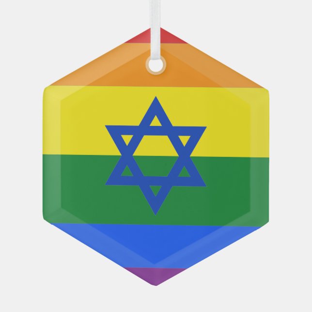 Adorno De Cristal Bandera LGBT de Israel (Anverso)