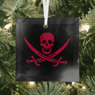 Adorno De Cristal Bandera pirata de Calico Jack Cráneo y Espadas Car