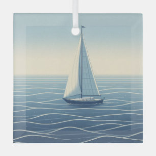 Adorno De Cristal Barco de vela en alta mar