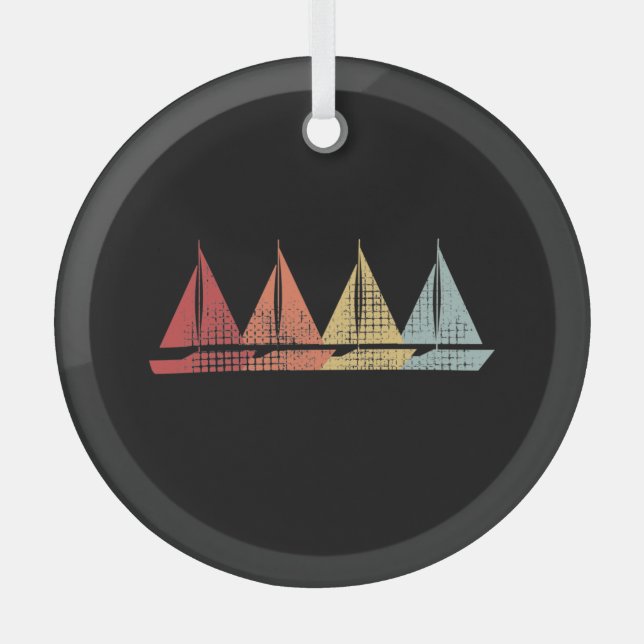 Adorno De Cristal Barco de Vela Retro (Anverso)