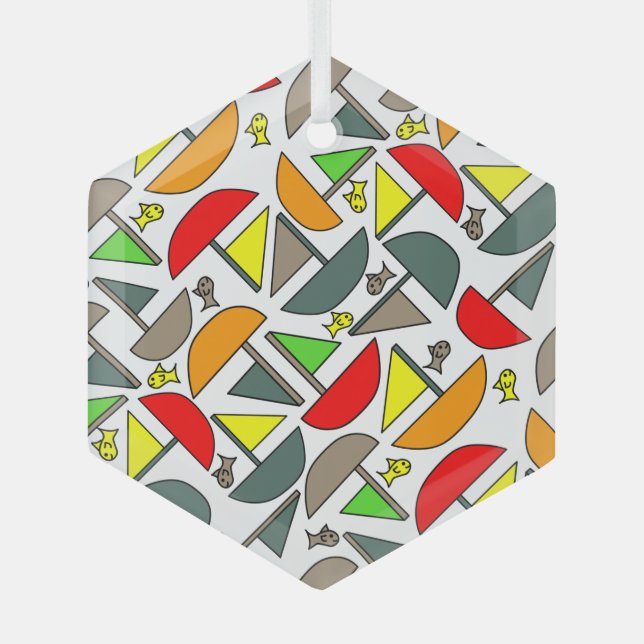 Adorno De Cristal Barcos y peces (Anverso)