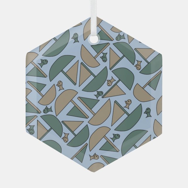 Adorno De Cristal Barcos y peces (Anverso)