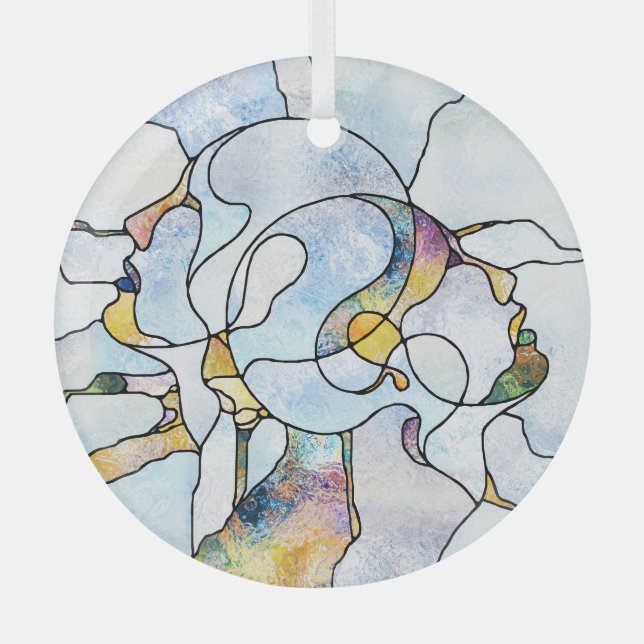 Adorno De Cristal Barriadas arcoiris, unidad de vidrio manchado (Anverso)