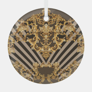 Adorno De Cristal Barroco dorado: diseño de patrones geométricos