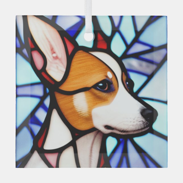 Adorno De Cristal Basenji "Vidrio Manchado" (Anverso)
